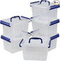 3 Quarts Plastic Storage Container Bin with Latching Lid, Small Storage Bin Tote Stackable and Nestable Organizing Box, Pack of 6, T