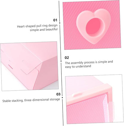 3pcs Transparent Drawer Shoe Storage Box Moisture Plastic Organizer Capacity for Sneakers High Heels and Boots