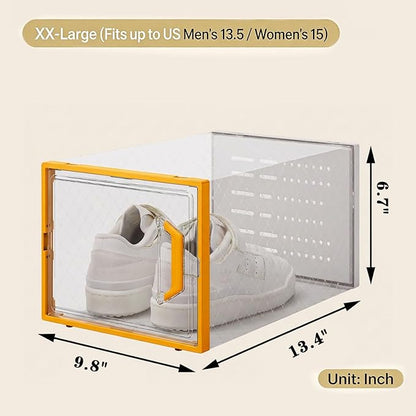 Clear Stackable Foldable Plastic Shoe Storage Boxes, 15 Pack Shoe Rack Shoe Organizer Space‑Saving Shoe Container for Closet Wardrobe Bedroom Entryway