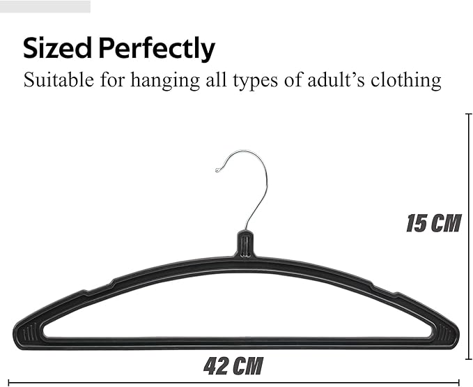 Kuber Industries 12 Piece Plastic Hanger, Black