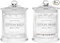Volisnova 2 Pack Farmhouse Apothecary Jars with Lids - Glass Qtip Dispensers and Cotton Ball Holders for Bathroom Vanity Storage and Organization with 8 Pcs Wterproof Labels (Clear Glass)