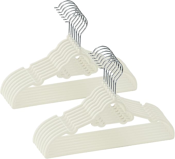 GoodtoU 50 Pack Velvet Baby Hangers, 12.8 Inch Non-Slip Toddler Clothes Hangers, for Infant Coats, Dresses & Pants, White - Car