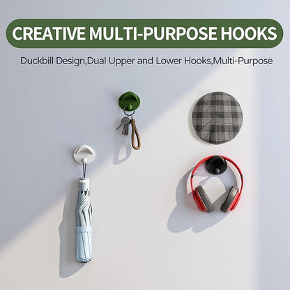 Hat Racks Adhesive Wall Hooks for Coat, Towel, Backpack, Bag, Jacket, Keys - Wide Brim Hat Organizer Hook for Bathroom,Entryway, Closet, Kitchen, Door, Dorm (2 Pack White)