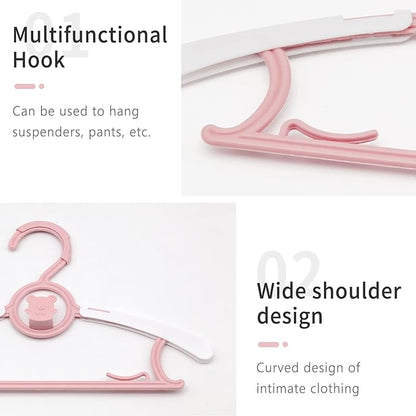 Baby Adjustable Clothes Hangers,20pcs Kids Non-Slip Bow Rack Hangers,Extendable Coat Plastic Hangers for Newborn Infant Toddler Child Laundry Nursery Closet