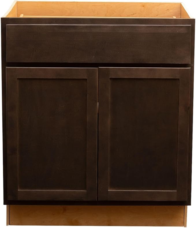 Quicklock RTA (Ready-to-Assemble) | Base Kitchen Cabinets - Shaker Style | Made in America (Espresso Stain, 33" Wx34.5 Hx24 D Base)