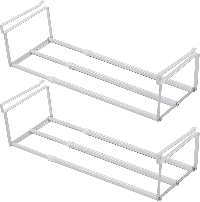 Ihomepark Expandable Shoe Rack Organizer, Adjustable Metal Shoe Rack for Closets & Entryways, Under Cabinet Shelf for Shoe or Clothing Storage, 2 Pack