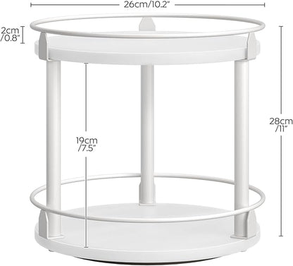 YATINEY Lazy Susan Organizer, Rotating Spice Rack, 2 Tier Spice Turntable Organizer, Industrial Turntable Spice Holder, for Kitchen Countertop, Compact and Versatile, White SR22WW