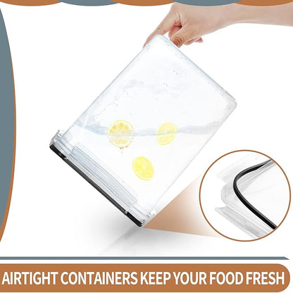 PRAKI Large Airtight Food Storage Containers 5.2L / 195oz, 4pcs Pantry Kitchen Organizers and Storage for Flour, Sugar, Baking Supplies, BPA Free, Plastic Flour Containers with 20 Labels & Maker