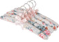 Decorative Padded Clothes Hangers, Floral Pattern with Satin Bow, Set of 5 (Rose)