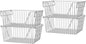 Slideep Large Stackable Storage Baskets Cabinet Organizer Sturdy Metal Wire Pantry Freezer Bin for Pantry Home Bathroom Kitchen Organization 4 Packs