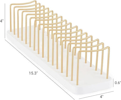 Mkono Hat Organizer for Baseball Caps, Hat Holder for 15 Baseball Caps, Tabletop Hat Rack Stand Storage Display Cap Organizer for Desk Closet Shelf Dresser (White, Medium)