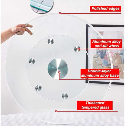 30" Glass Lazy Susan for Dining Table with 6 Rotating Wheels Table Top Centerpiece Kitchen Turntable Large Round Silent & Smooth Spin (Φ 30 Inch)