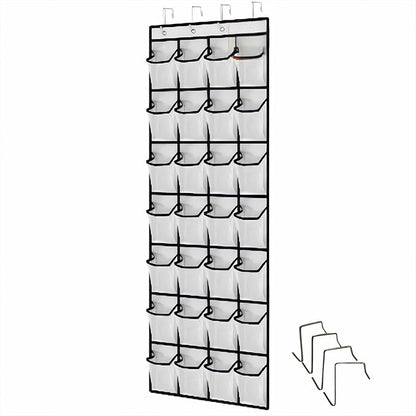 ZHQZZPHOver the Door Shoe Organizer 28 Pockets Clear Hanging Shoe Rack for Door and Wall Large Storage Shoe Holder Perfect for Kids Shoes Organizer White