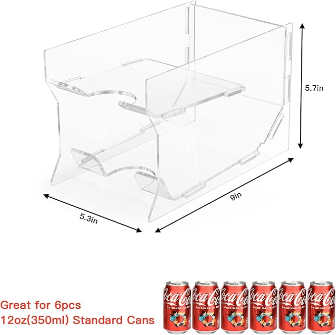 Soda Can Organizer for Mini Fridge, 9'' Acrylic Rolling Can Organizer Dispenser, Auto Beverage Can Holder Rack, Can Storage Organizer, Can Drink Holder for Canned Food Beer 12oz Standard Cans