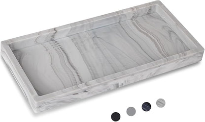 Bathroom Trays for Counter, Slicone Vanity Trays for Bathroom, Rectangle Sponge Holder for Kitchen Sink - Marble Grey