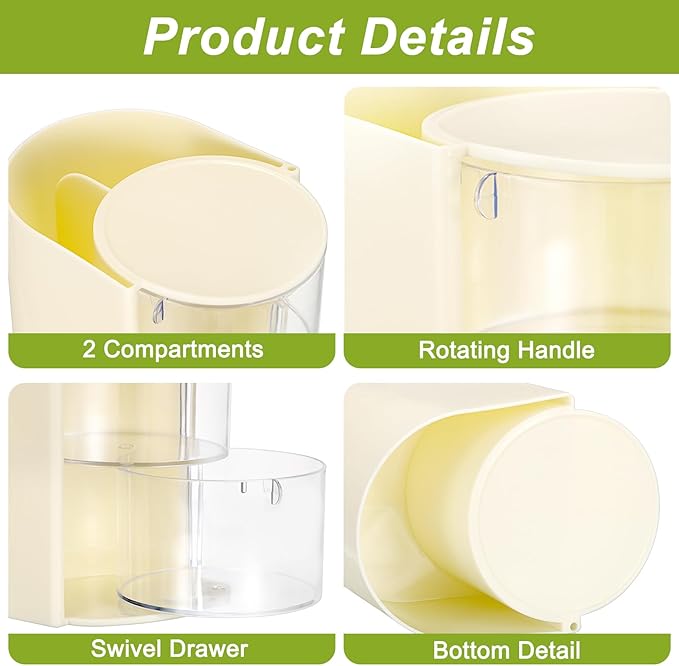 Plastic Hair Accessories Organizer with Hair Brush Holder Spinning Makeup Storage Container for Vanity Bathroom Countertop, 3-Layer Yellow