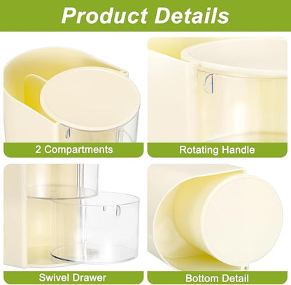 Plastic Hair Accessories Organizer with Hair Brush Holder Spinning Makeup Storage Container for Vanity Bathroom Countertop, 3-Layer Yellow