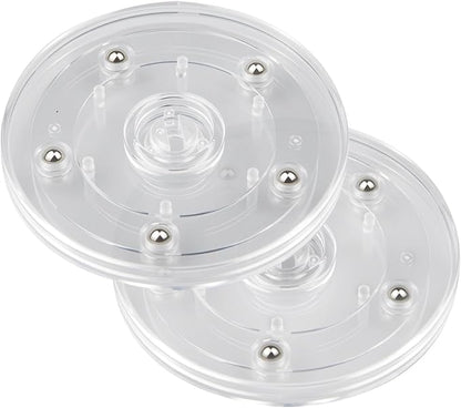 2 Pack 4" Clear Acrylic Lazy Susan Turntable - Small Ball Bearing Rotating Tray Cake Turntable for Decorating Lazy Susan Round Spinning Base for Crafts Cabinet Spice Rack