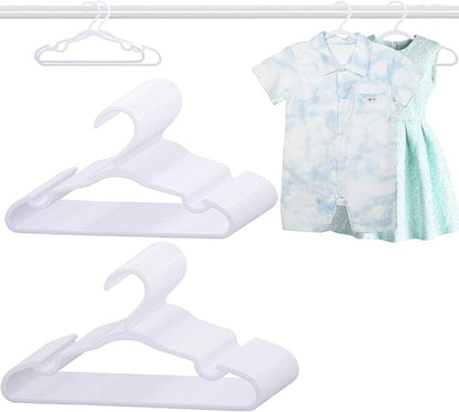 60 Pack White Baby Hangers 11.42 Inch & 12.91 Inch Each 30 Pack - Kids Non-Slip Clothes Hangers for Infant & Child, Durable Plastic Children's Hangers for Closet, Pants, Coats, Skirts