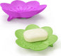 Soap Dishes 2 Pack Self Draining XL Bar Shower Steamer Holder Tray, Silicone Flexible Flower Soap Saver for Counter Bathtub Sink Bathroom Decor with Drainage Mirror Surface Easy Clean Green/Rose Pink