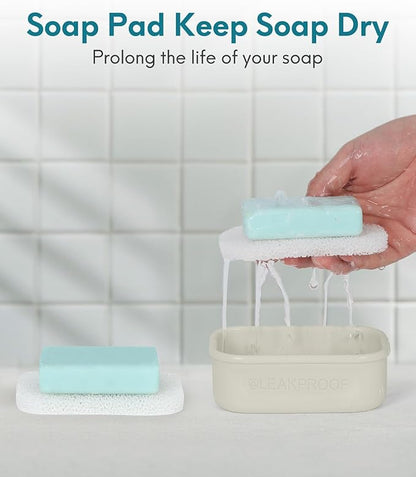 Quatish Compact Leakproof Travel Soap Case, Silicone Soap Box with Draining Layer, Enhanced Soap Container, Suitable for Camping, Gym, Bathroom, Outdoor Essentials, Beige