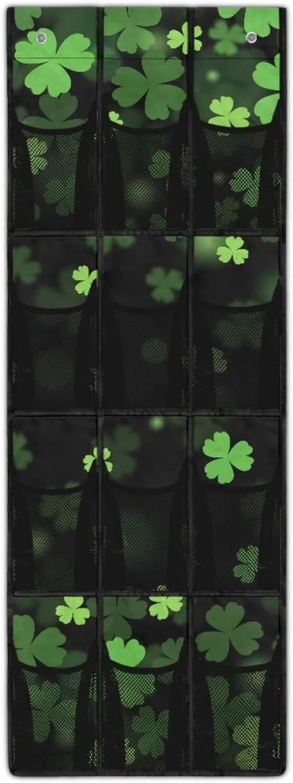 Multi-Functional Over the Door Organizer with 12 Mesh Pockets, Storage Hanging Bag Behind the Door for Shoes Accessories Cleaning Supplies for Home Office Use, Lucky Leaf