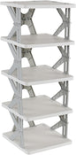 5-Tier Plastic Collapsible Shoe Rack, Small Vertical Shoe Organizer, Gray