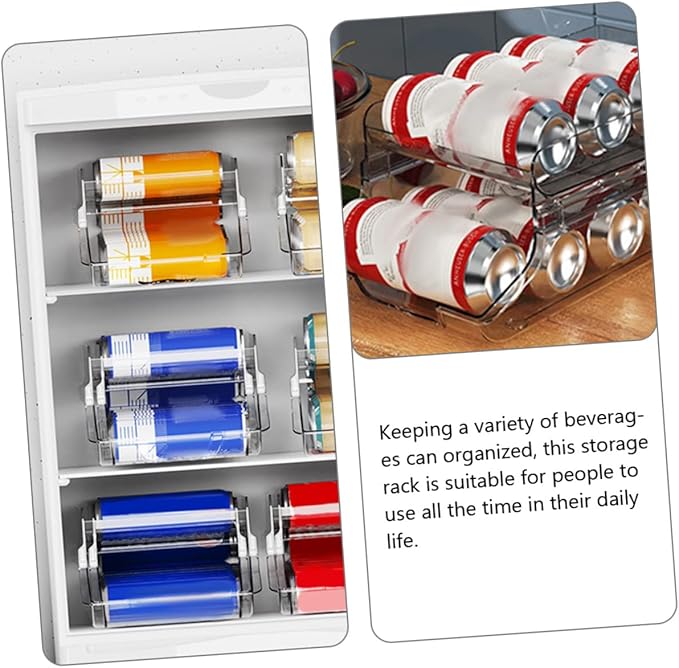 Unomor Beverage Can Dispenser Organizer for Soda Beer Cans Automatic Rolling Storage Rack for Fridge Pantry Efficient Drink Storage
