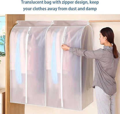 Garment Clothes Cover Protector Hanging Garment Storage Bag Translucent Dustproof Waterproof Hanging Storage Bag for Wardrobe with Full Zipper