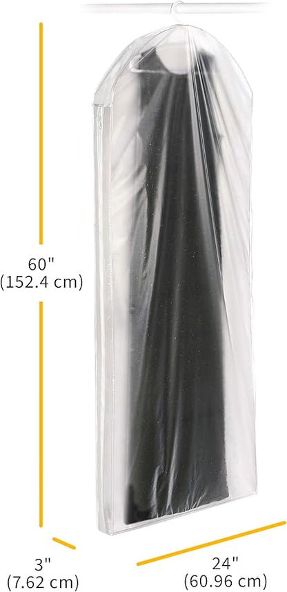 Whitmor Vinyl Zippered Protective Gown Bag - 3" L x 24" W x 60" H - Set of 3 - Clear