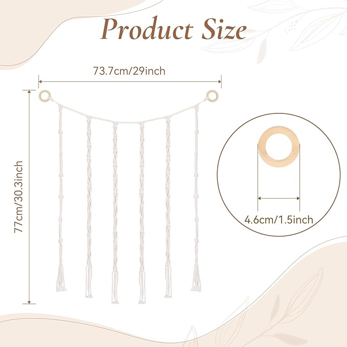 SNOWSTAR Macrame Hair Claw Clip Organizer,Hanging Headband Holder and Storage for Women Girls,Headbands Organizer Hanger Home Decor for Wall,Door,Close