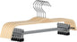 JS Hanger Wooden Pant Hangers, 5-Pack Light Weight Wood Skirt Hangers with Anti-Rust Hook and 2-Adjustable Clips