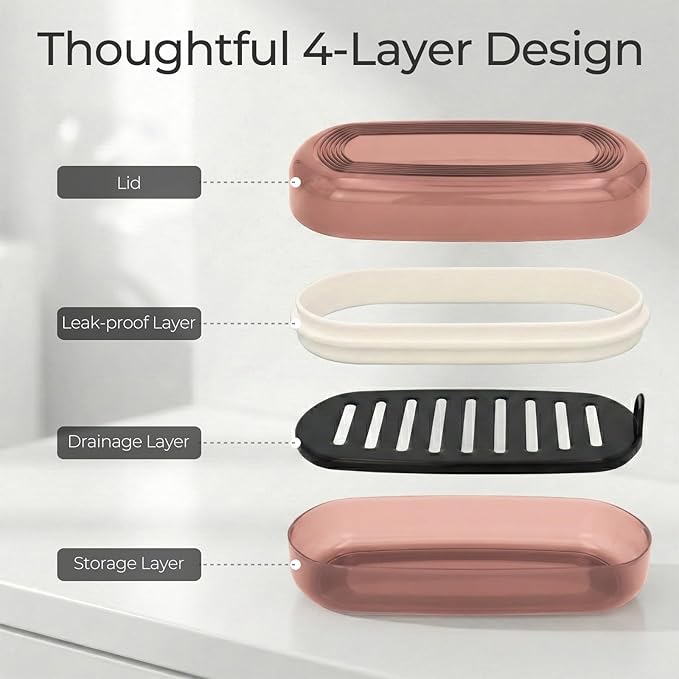 AIMAIAIMAI Shampoo Bar Holder Travel Case for Two Bars – Compatible with Kitsch Solid Shampoo & Conditioner Bars, Large Soap Container for Bathroom or Travel (1 Pack, Red Style A-Large)