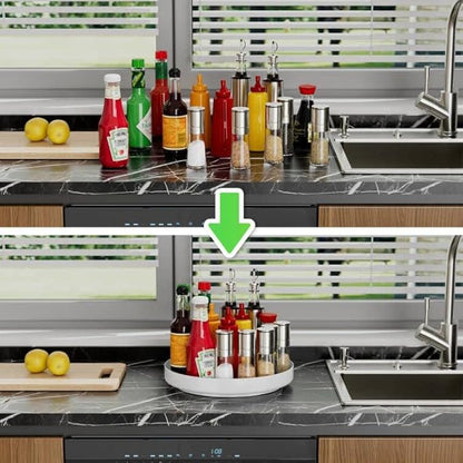 Ovicar Lazy Susan Cabinet Organizer - 11 inch Metal Turntable Lazy Susan for Kitchen Spice Rack Pantry Cupboard Bathroom Countertop Refrigerator Table Storage, White