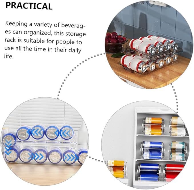 DECHOUS Double Beverage Storage Box Drink Organizer for Fridge Soda Can Holder
