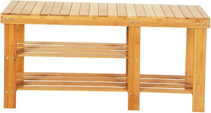 None/Brand Bamboo Shoe Rack with Storage Shelf, Three-Layer Wooden Shoe Rack, can Hold 551 pounds, Very Suitable for Corridor, Bathroom, Living Room and Corridor Entrance (Wood Color(Boots Version))