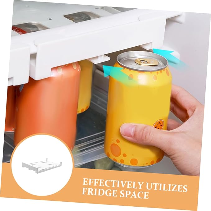ARTIBETTER 2pcs Hanging Refrigerator Drink Organizer Dual Row Can Holder for Diameter Soda Beer Beverage Cans Sturdy Hips Material Storage Rack for Fridge Pantry