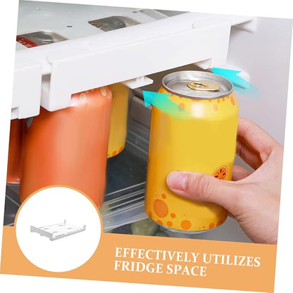 ARTIBETTER 2pcs Hanging Refrigerator Drink Organizer Dual Row Can Holder for Diameter Soda Beer Beverage Cans Sturdy Hips Material Storage Rack for Fridge Pantry