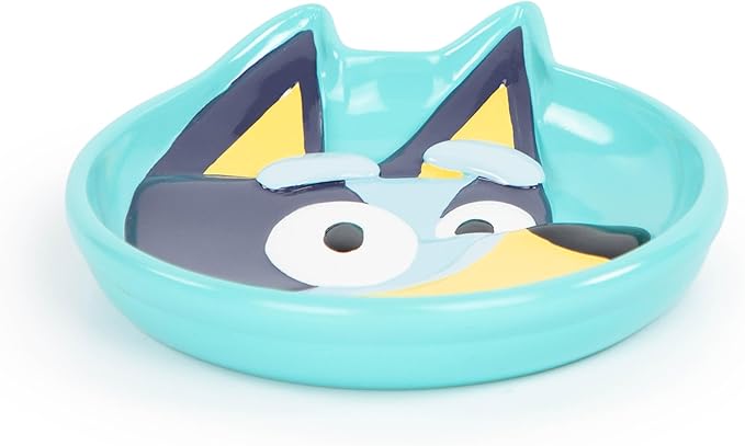 Jay Franco Bluey Soap Dish - Blue Resin Sponge Holder/Bar Soap Holder - Kids Bathroom Tray