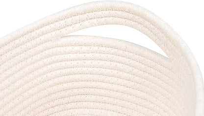 CubesLand Off White Small Storage Baskets for Shelves, Closet Organization Storage Bins Empty Gift Basket Baby Nursery Woven Baskets for Organizing, Rectangular Clothes Closet Shelves Baskets 3 Packs