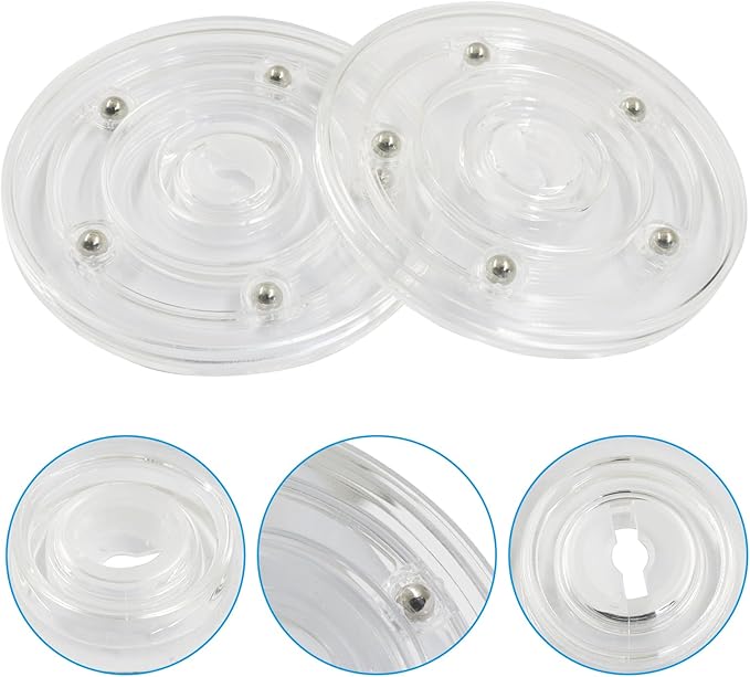4 Pack Acrylic Lazy Susan Rotating Turntable Organizer Bearings, 4 Inch Clear Plastic 360° Swivel Tray, Small Round Spinner for Spice Rack, Kitchen Pantry, Bathrooms & Cake Decorating