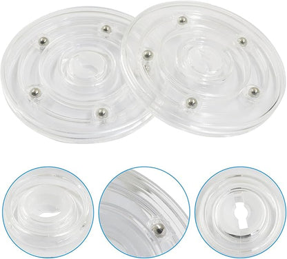 4 Pack Acrylic Lazy Susan Rotating Turntable Organizer Bearings, 4 Inch Clear Plastic 360° Swivel Tray, Small Round Spinner for Spice Rack, Kitchen Pantry, Bathrooms & Cake Decorating