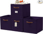 DECOMOMO Storage Baskets, 13x15x13 Storage Cube Bins with Labels for Organizing Shelves Kallax (Kallax / 4pcs, Deep Violet)