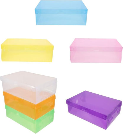 VILLCASE 7Pcs Stackable Plastic Shoe Storage Boxes with Lids Thickened Transparent Colored Shoe Organizer for Men Women Scratch-resistant Containers Space-saving Design