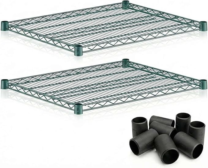2 Pack Green Additional Wire Shelf for 24"x30" NSF Shelving Units, Replacement Shelves for Wire Rack