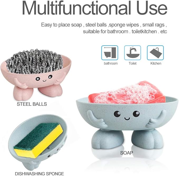 Soap Holder, Cute Soap Dish, Creative Lovely Bar Soap Tray Counter for Shower Bathroom Kitchen Countertop - Blue