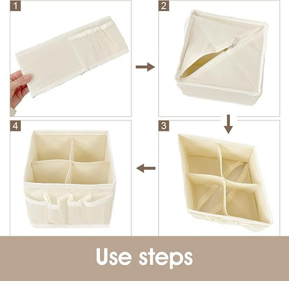 Cosmetic Storage Bins Makeup Organizer, Adjustable Multifunction Storage Box Desk Drawer Divider for Makeup Brushes, Bathroom Countertop or Dresser, Set of 4