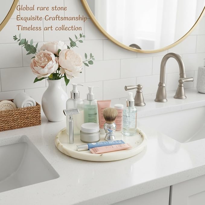 Marmor Marble Perfume Tray Bathroom Tray for Decorative,Candles,Jewelry Stone Vanity Tray,Kitchen Counter Decor and Home Decorative Tray(Calacatta Marble Gold) Jewelry Tray Unique Festival Gifts