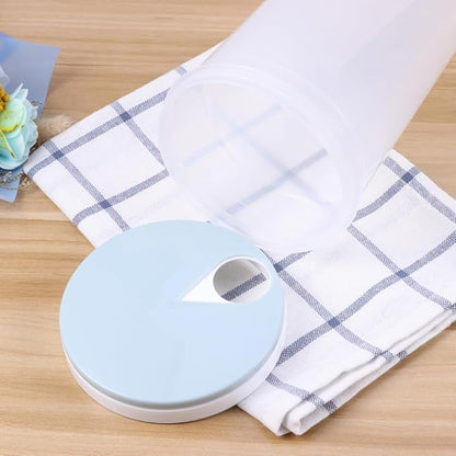 SHOWERORO Clear Plastic Noodles Container with Rotating Lid Multifunctional Food Storage Box for Grains Cereal Beans Nuts Spaghetti Light Blue