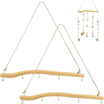 2Pcs 15 Inch Driftwood for Crafts Natural Driftwood Decorative Branches, Home Wall Hanging Decor Jewelry Organizers with 5 Hooks, Handcrafted from Natural Drift Wood for Keys Hats Entryway